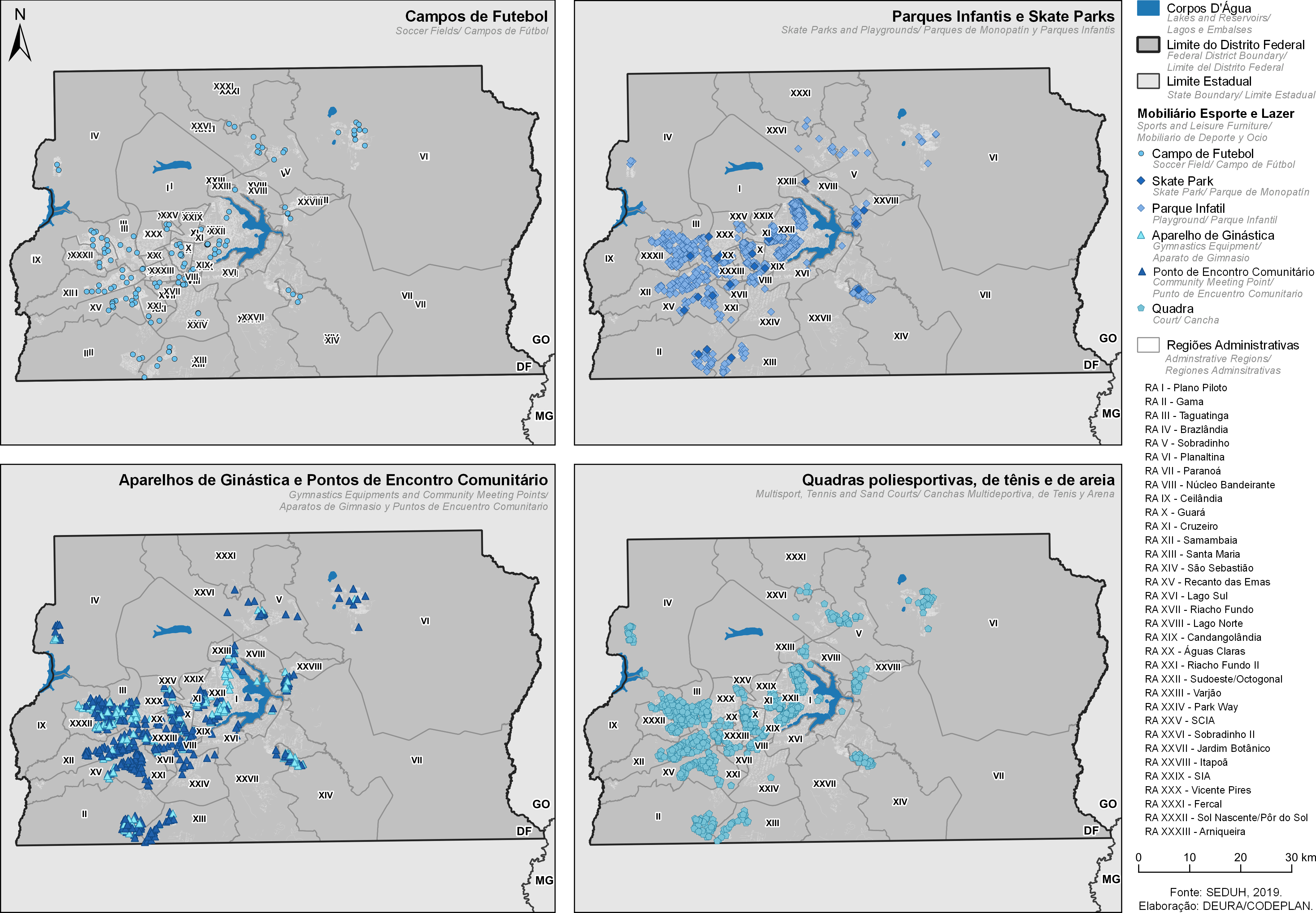 Figura 70 - Distribución del mobiliario de deportes y ocio en el Distrito Federal